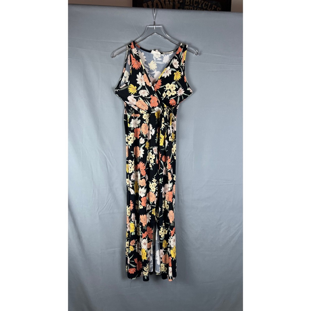 Jessica Simpson Maxi Dress Womens Large Multicolor Floral Wrap Bodice Front Slit